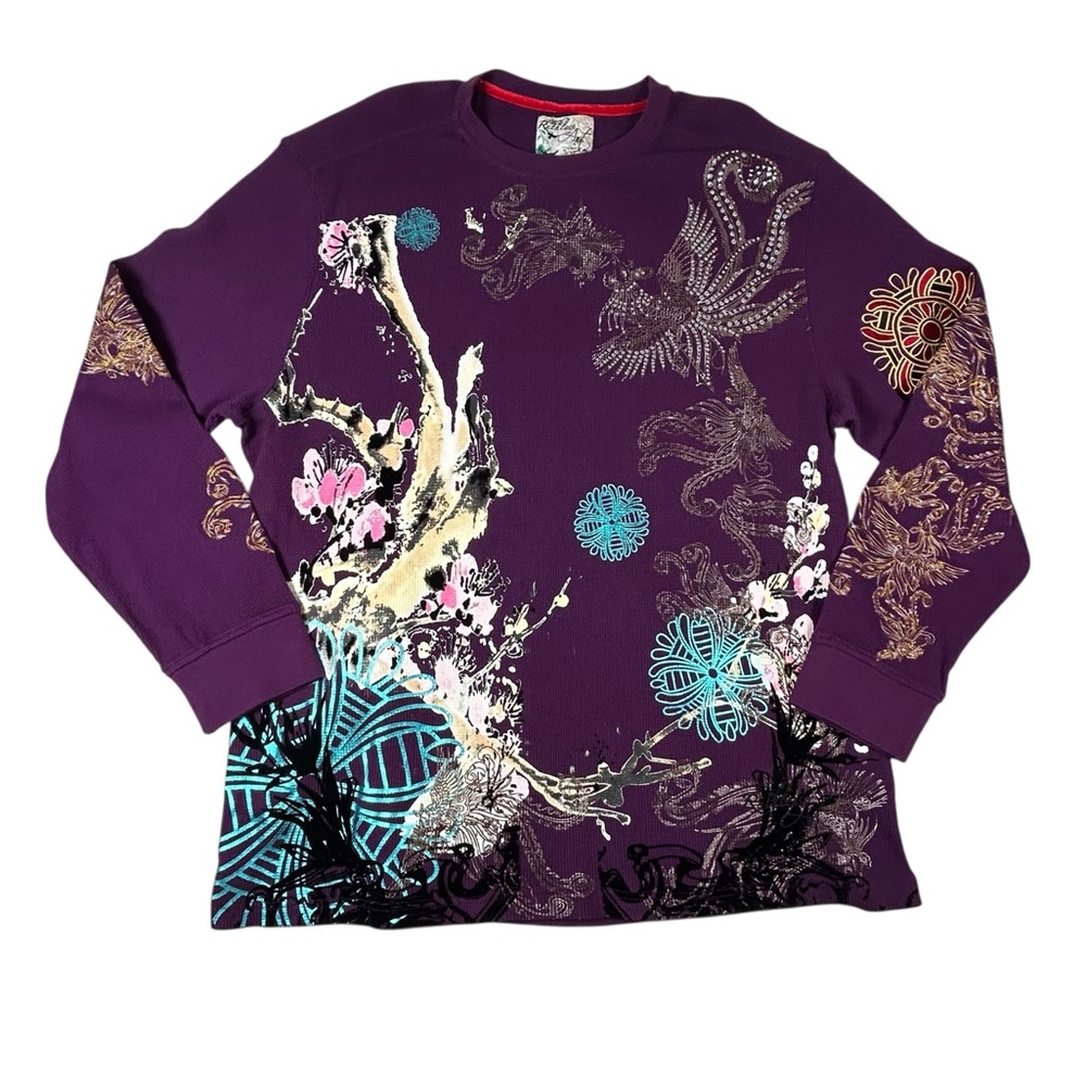 Ruthless Art Purple Thermal - embroidered, painted, streetwear 4XL